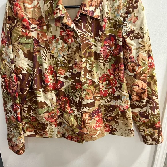 Coldwater Creek Womens Jacket Floral Print Button Front Size 12 - Picture 1 of 3